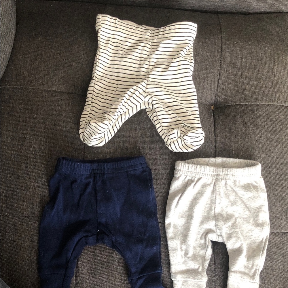 Striped and Solid Preemie Baby Pants bundle